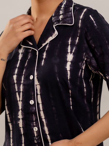 Black Tie-Dye Nightwear Set