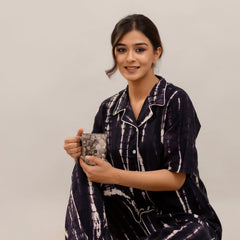 Black Tie-Dye Nightwear Set