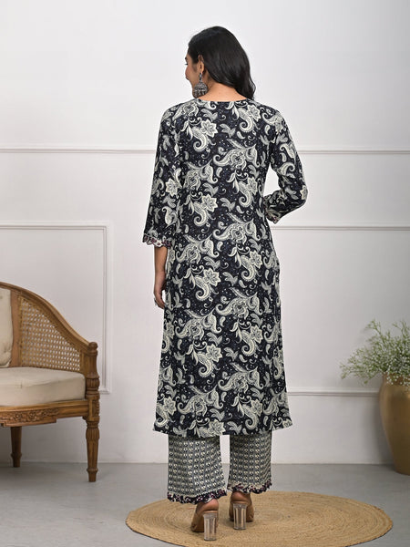 Stylish Rayon Black Kurta Pajama Set with Dupatta