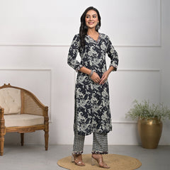 Stylish Rayon Black Kurta Pajama Set with Dupatta