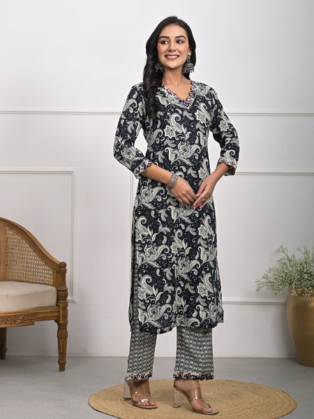 Stylish Rayon Black Kurta Pajama Set with Dupatta