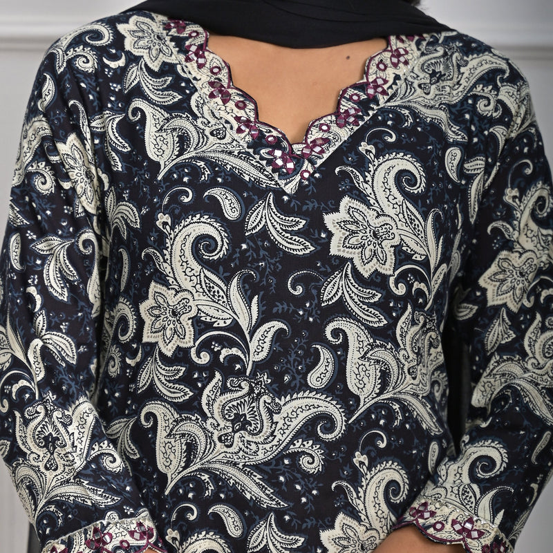 Stylish Rayon Black Kurta Pajama Set with Dupatta