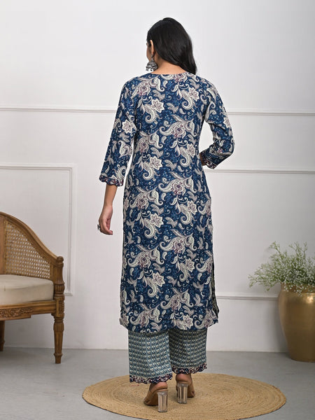 Stylish Rayon Blue Kurta Pajama Set with Dupatta