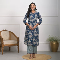 Stylish Rayon Blue Kurta Pajama Set with Dupatta