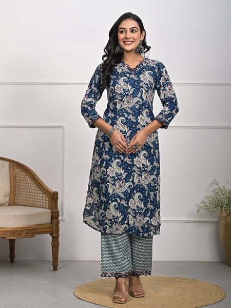 Stylish Rayon Blue Kurta Pajama Set with Dupatta
