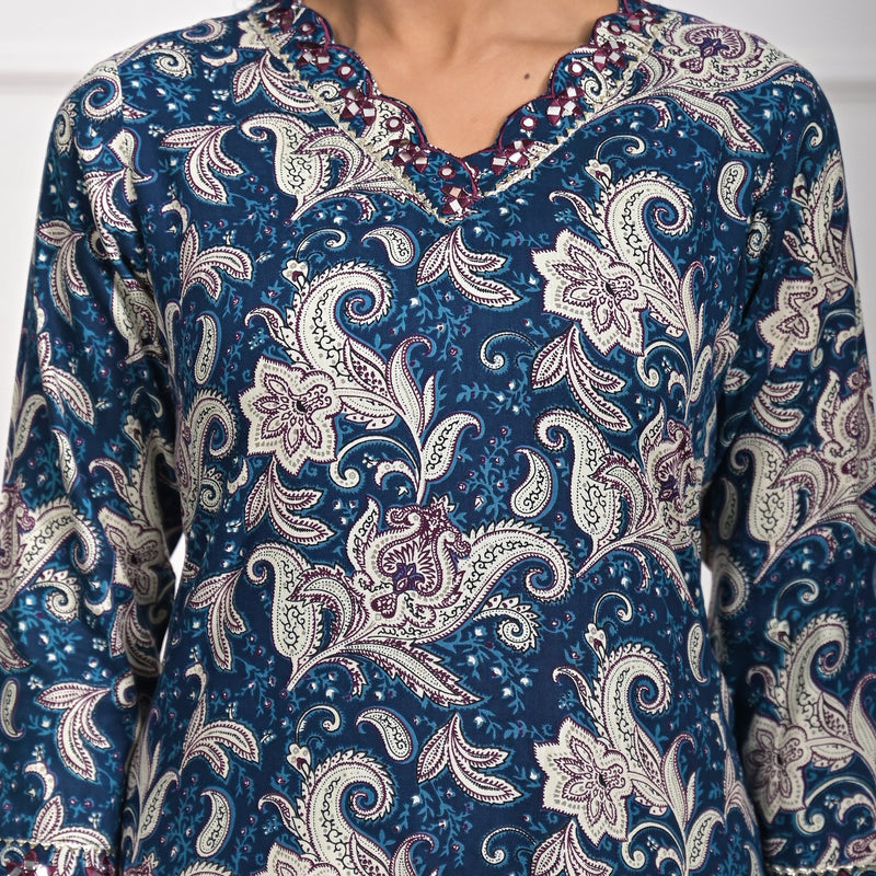 Stylish Rayon Blue Kurta Pajama Set with Dupatta