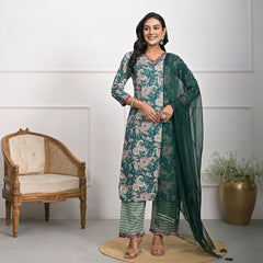 Stylish Rayon Green Kurta Pajama Set with Dupatta
