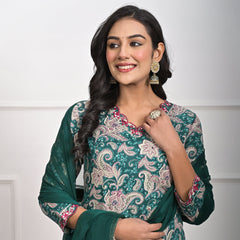 Stylish Rayon Green Kurta Pajama Set with Dupatta