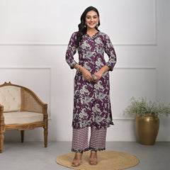 Stylish Rayon Purple Kurta Pajama Set with Dupatta