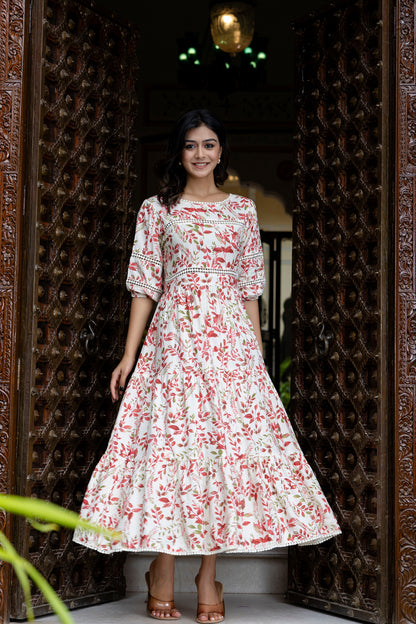 Floral Elegance White Dress