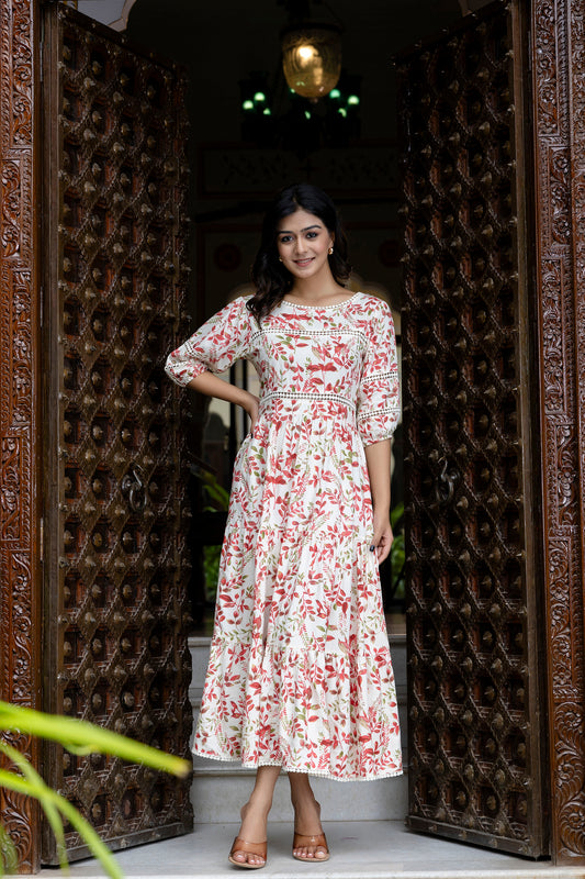 Floral Elegance White Dress