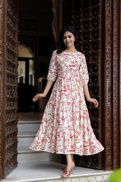 Floral Elegance White Dress