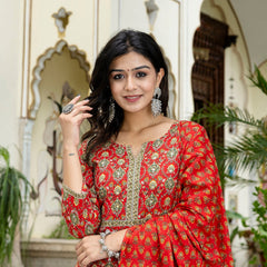 Scarlet Charm Cotton Suit with Dupatta
