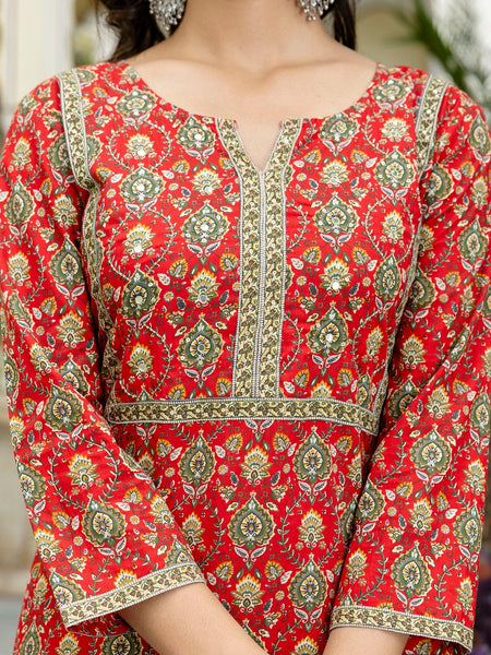 Scarlet Charm Cotton Suit with Dupatta