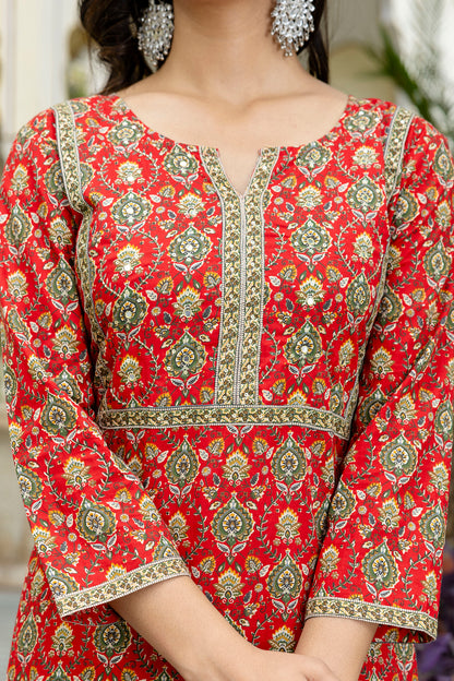 Scarlet Charm Cotton Suit with Dupatta