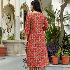 Scarlet Charm Cotton Suit with Dupatta