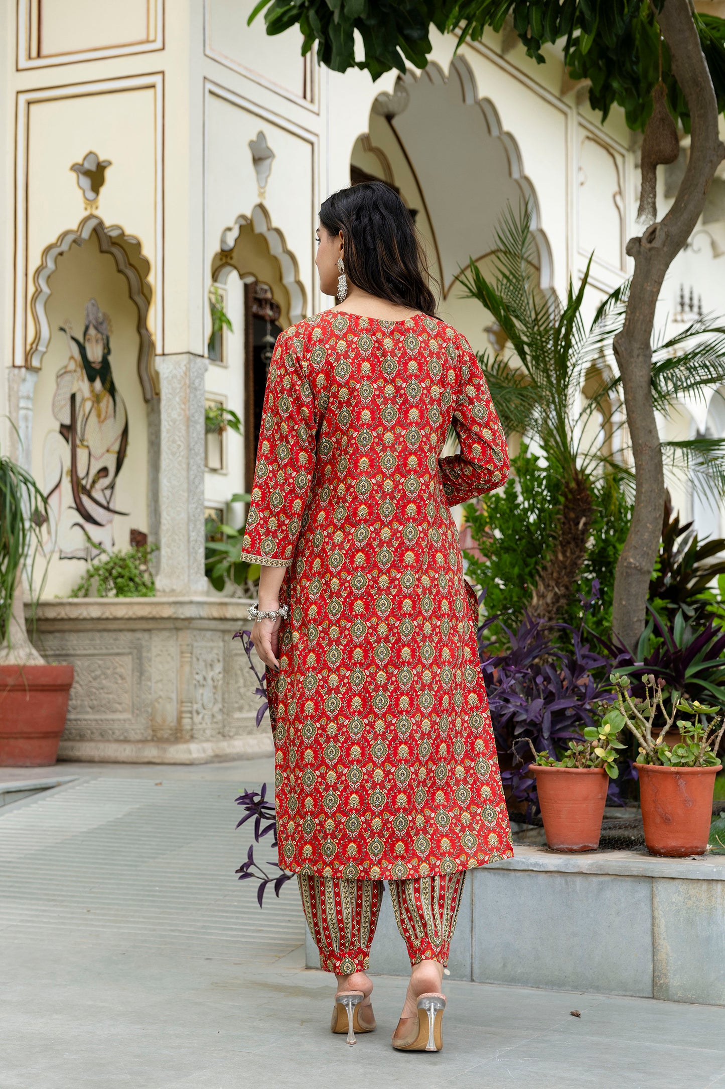 Scarlet Charm Cotton Suit with Dupatta