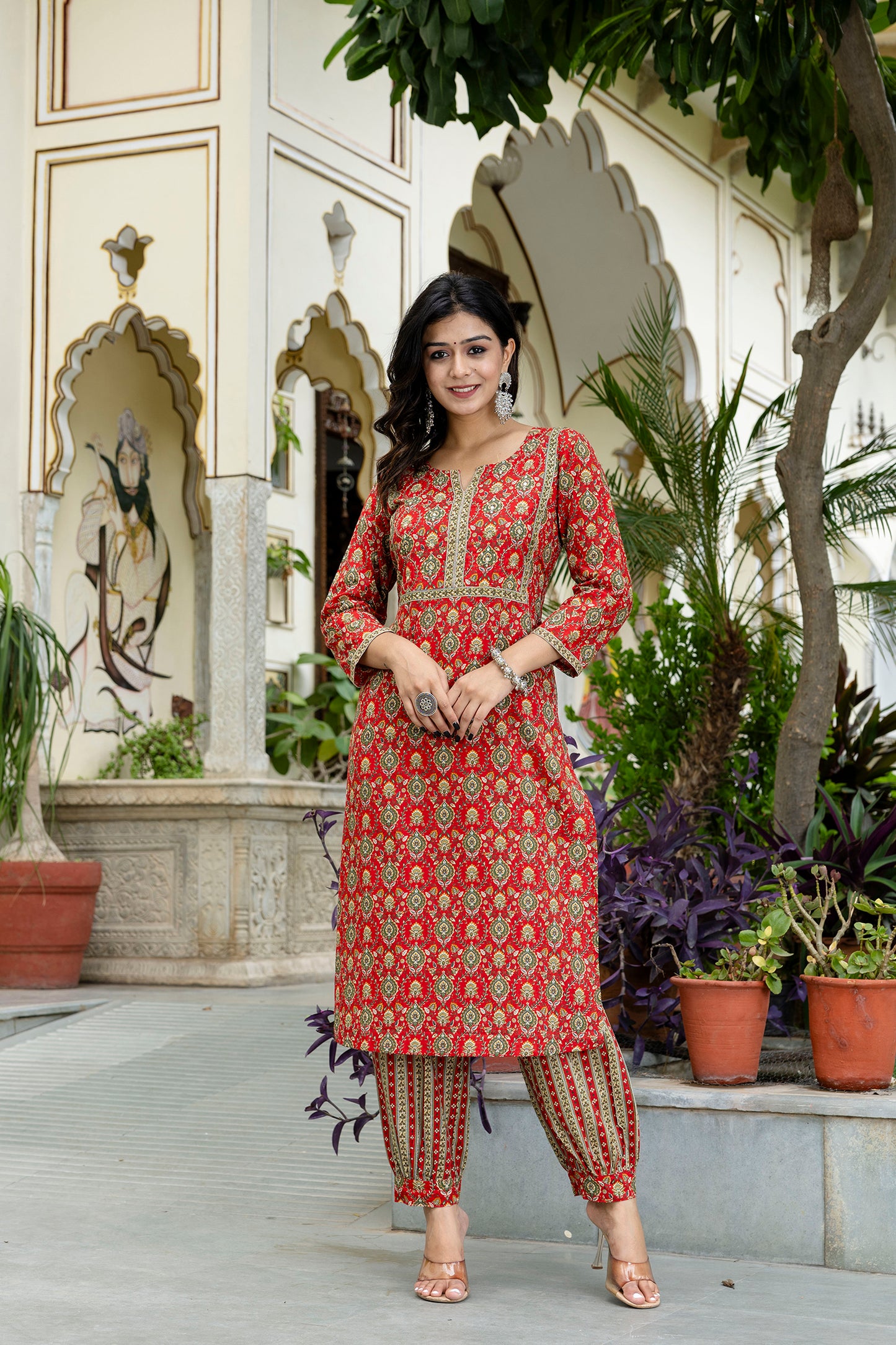 Scarlet Charm Cotton Suit with Dupatta