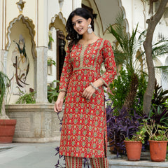 Scarlet Charm Cotton Suit with Dupatta