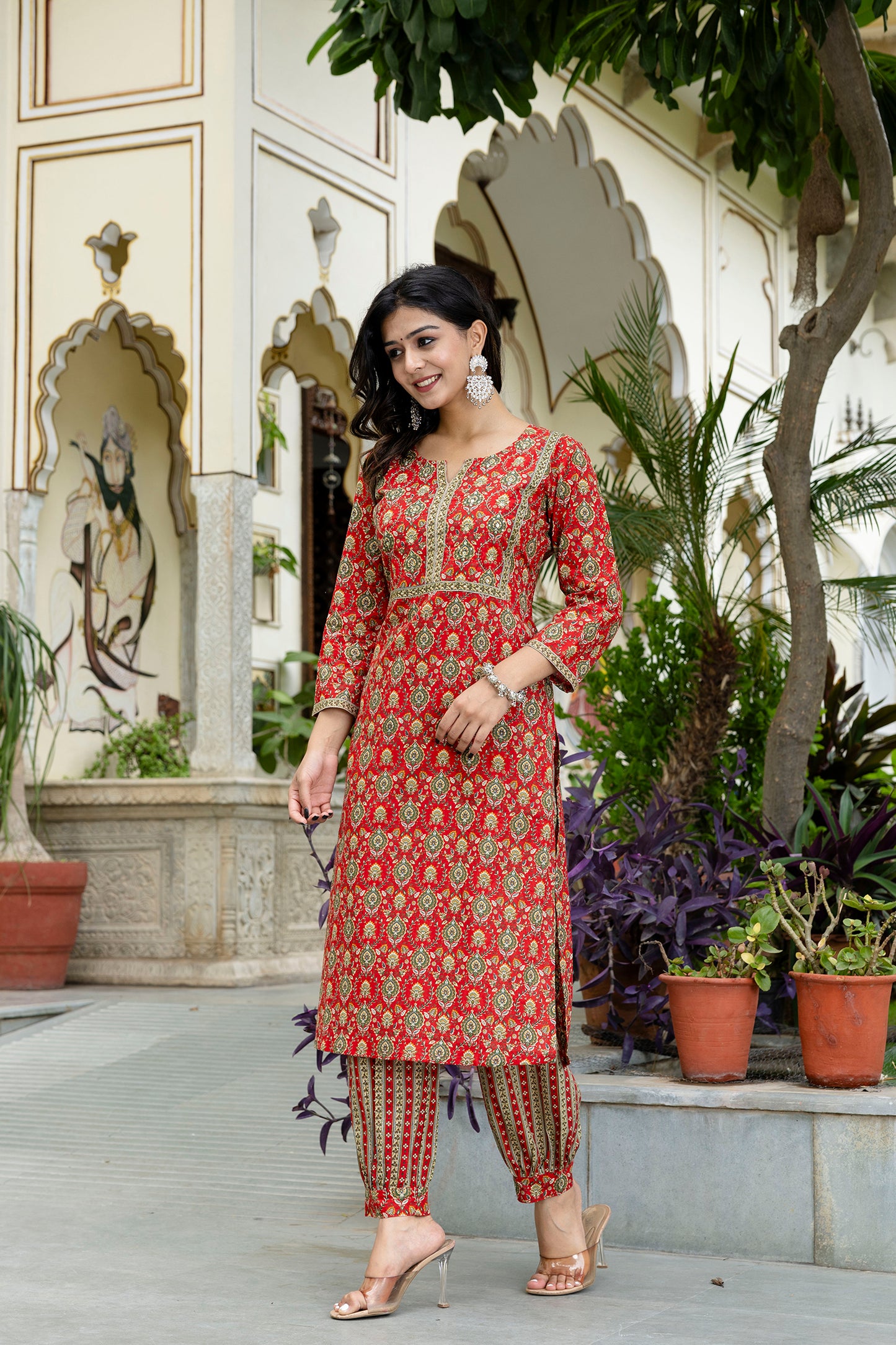 Scarlet Charm Cotton Suit with Dupatta