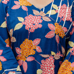 Floral Fusion Anarkali Kurta Pant Set With Dupatta