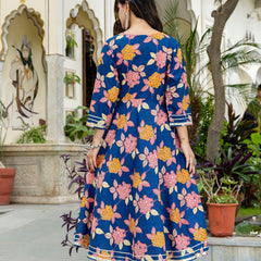 Floral Fusion Anarkali Kurta Pant Set With Dupatta