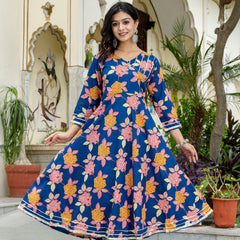 Floral Fusion Anarkali Kurta Pant Set With Dupatta