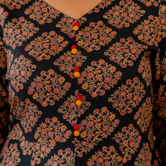 Dark Green Printed Rayon Kurta Pant Dupatta Set for Women (Plus Size)