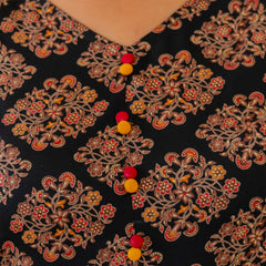 Dark Green Printed Rayon Kurta Pant Dupatta Set for Women (Plus Size)