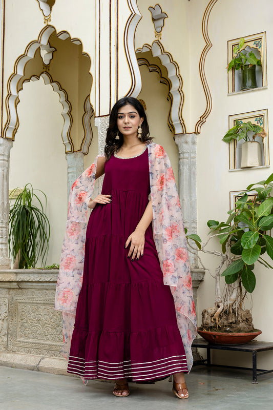 Regal Radiance Anarkali With Floral Dupatta