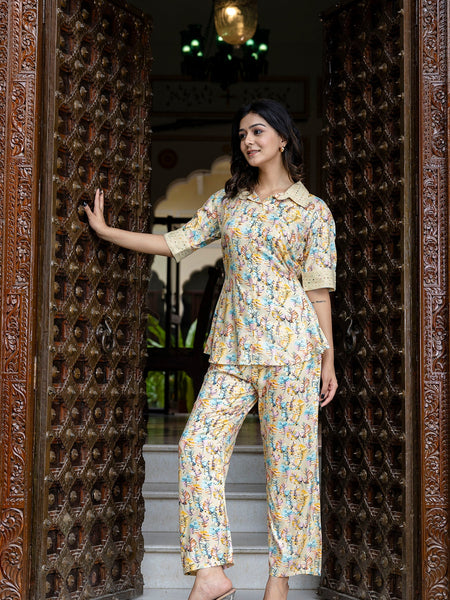 Floral Breeze Beige Co-Ord Set