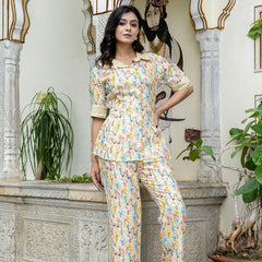 Floral Breeze Beige Co-Ord Set