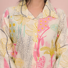 Beige Cotton Co-Ord Set with Palazzo Pants