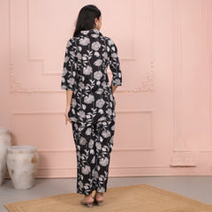 Black Cotton Co-Ord Set with Palazzo Pants