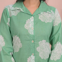 Light Green Cotton Co-Ord Set with Palazzo