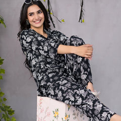 Abstract Floral Black Co-Ord Set