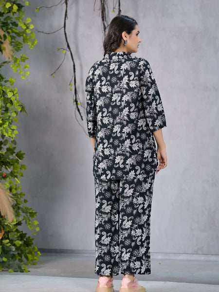 Abstract Floral Black Co-Ord Set