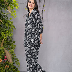 Abstract Floral Black Co-Ord Set