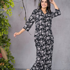 Abstract Floral Black Co-Ord Set