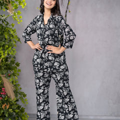 Abstract Floral Black Co-Ord Set