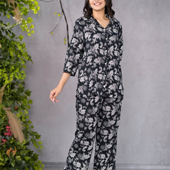 Abstract Floral Black Co-Ord Set