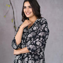 Abstract Floral Black Co-Ord Set