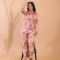 Pink Beige Co-Ord Set with Palazzo Pants