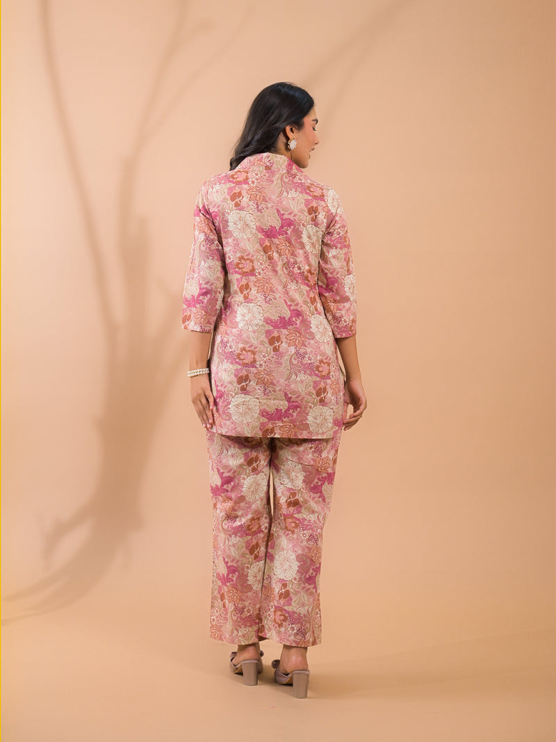 Pink Beige Co-Ord Set with Palazzo Pants