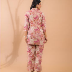Pink Beige Co-Ord Set with Palazzo Pants