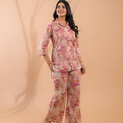 Pink Beige Co-Ord Set with Palazzo Pants