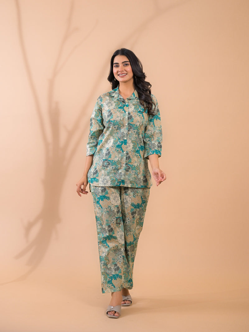 Sea Green Co-Ord Set with Palazzo Pants