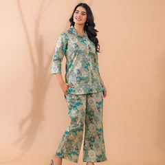 Sea Green Co-Ord Set with Palazzo Pants