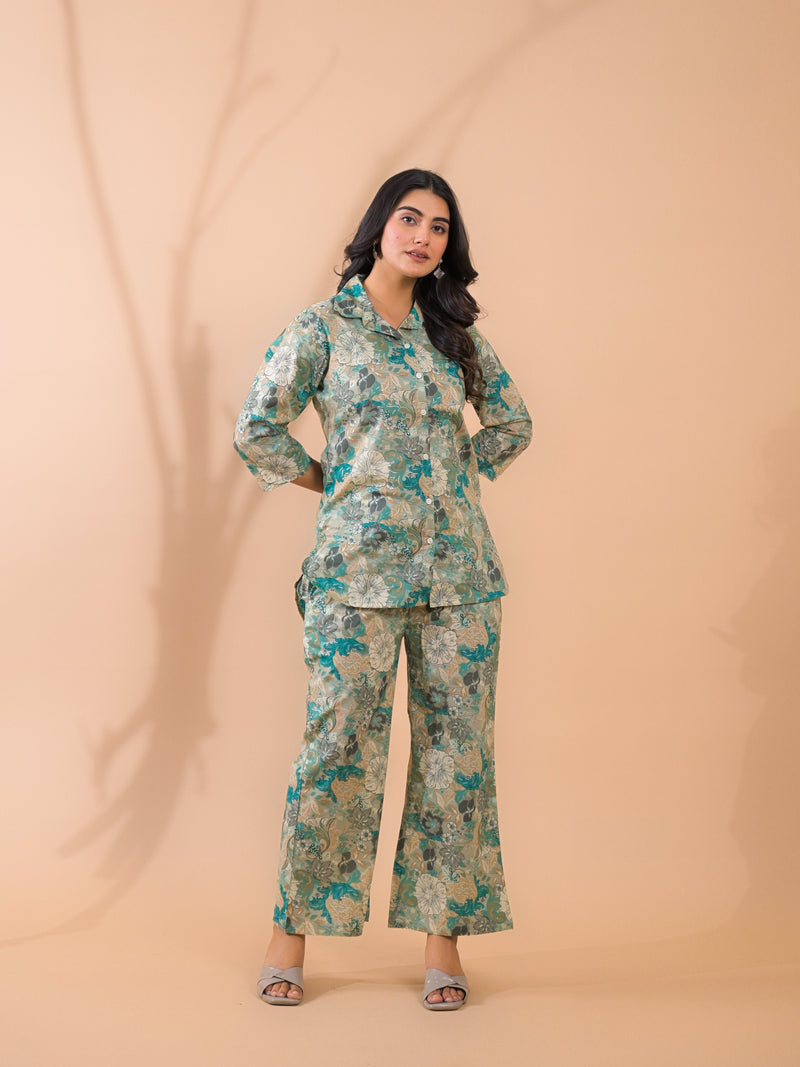 Sea Green Co-Ord Set with Palazzo Pants