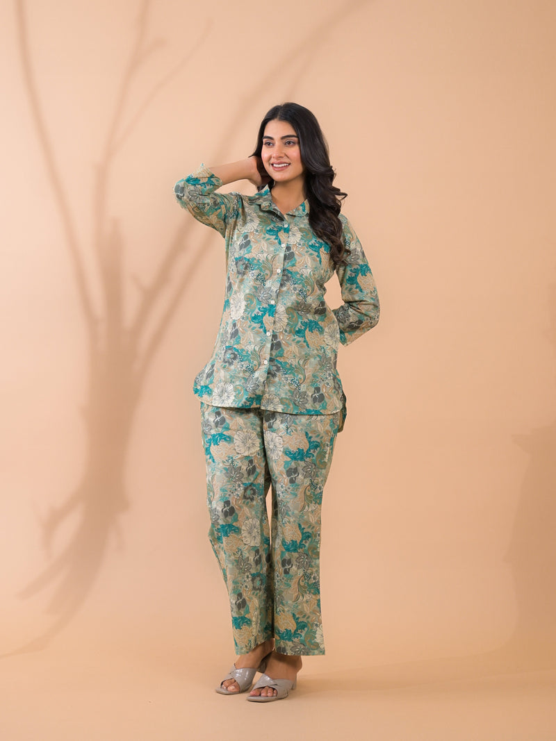 Sea Green Co-Ord Set with Palazzo Pants